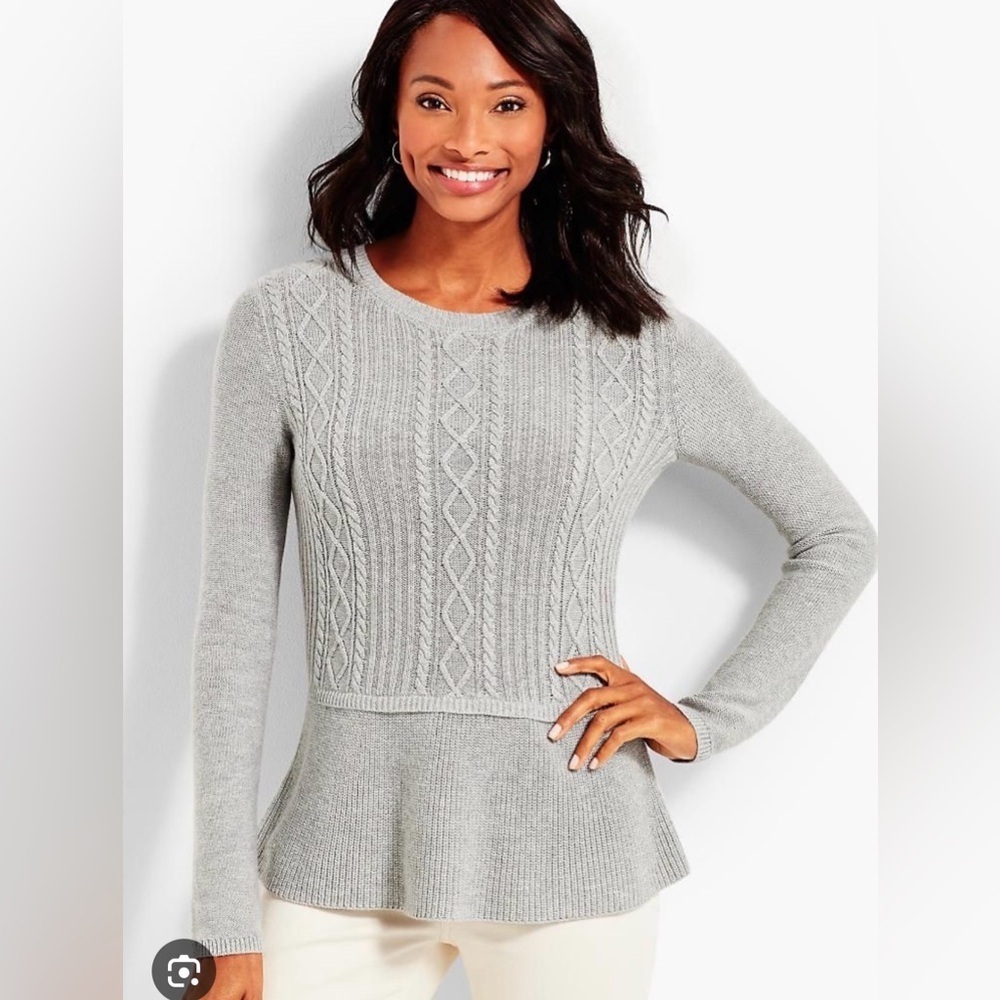 Talbots Light Gray Cable Knit Women's Sweater